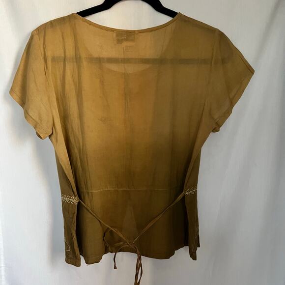 New Horizon top women’s size medium green boho embroidered blouse VTG y2k - Picture 5 of 6